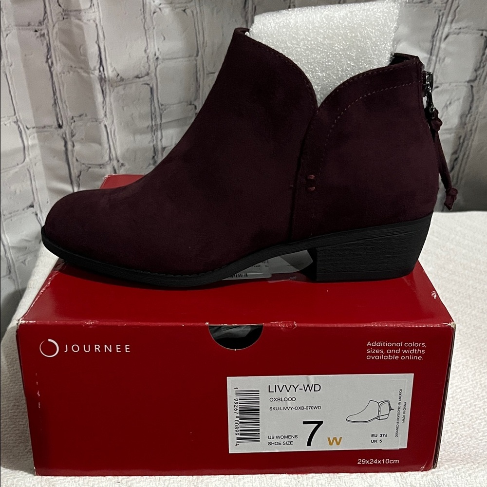 Journee Collection Dark Plum Ankle Booties